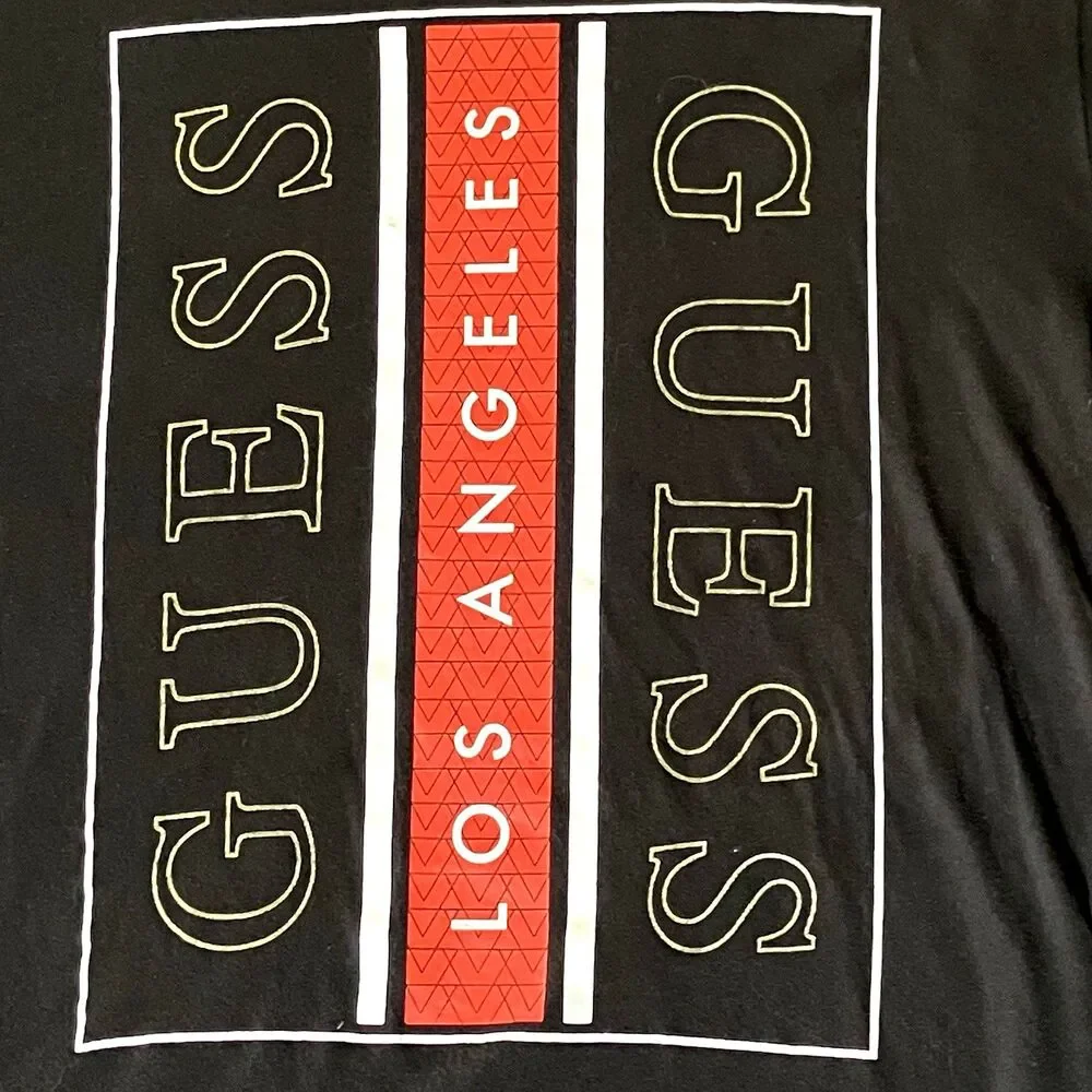 RARE Guess Vtg Y2K T Shirt Los Angeles Single Stitch S Men M L Women Black Retro - Picture 3 of 12